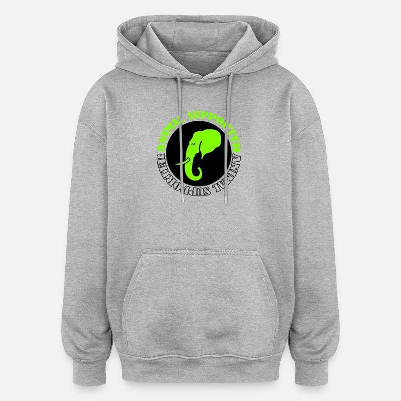 Éléphant Animal Supporter - Sweat à capuche oversize unisexe - gris chiné