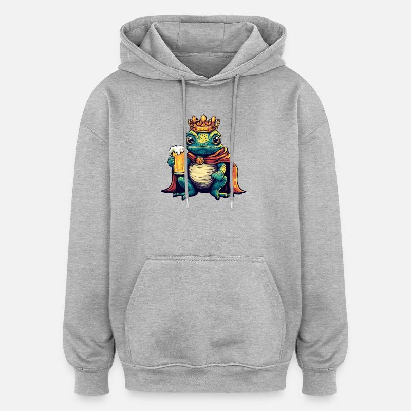 Roi de la Bière Caméléon - Sweat à capuche oversize unisexe - gris chiné