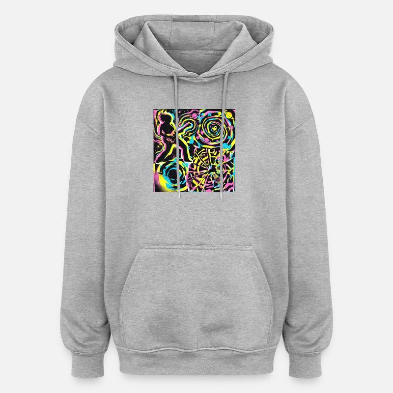 Rock psychédélique - Sweat à capuche oversize unisexe - gris chiné