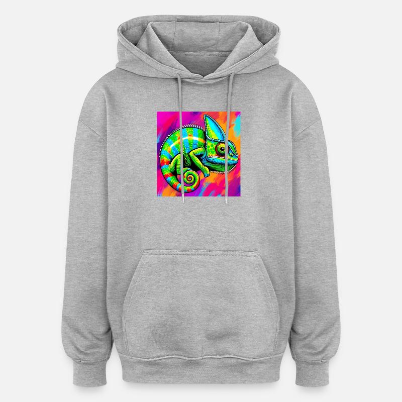 caméléon - Sweat à capuche oversize unisexe - gris chiné