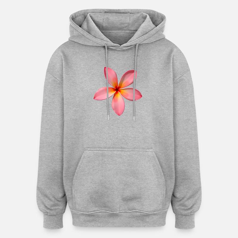 Fleur du temple de Plumeria - Sweat à capuche oversize unisexe - gris chiné