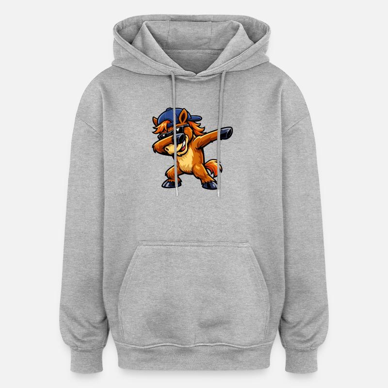 Cheval de dabing - Sweat à capuche oversize unisexe - gris chiné