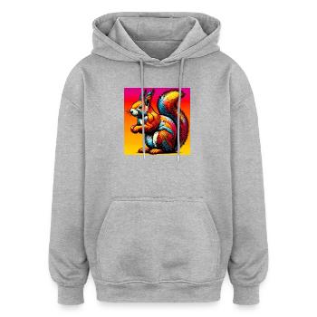 Eichhörnchen - Oversized Unisex Hoodie - Grau meliert - Vorne - Noah (186cm)