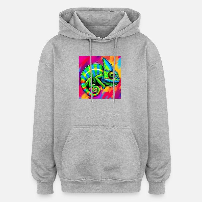 caméléon - Sweat à capuche oversize unisexe - gris chiné