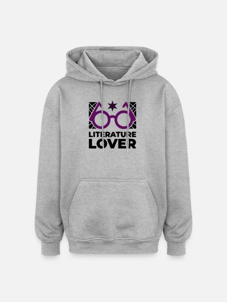 Literature Lover Brille Text - Oversized Unisex Hoodie - Grau meliert