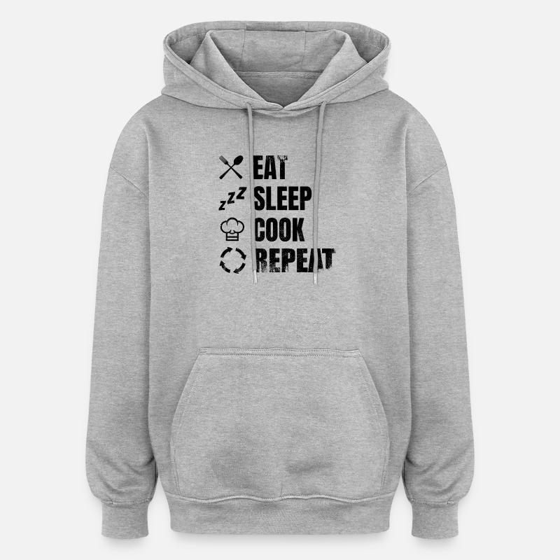 Plan de cuisson - Sweat à capuche oversize unisexe - gris chiné