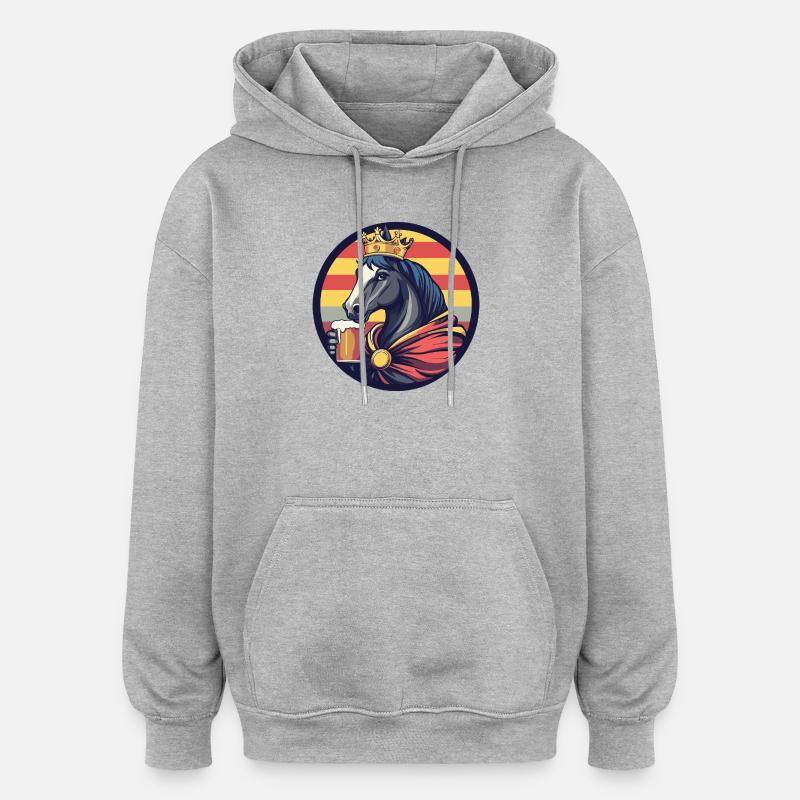 Bière de cheval drôle - Sweat à capuche oversize unisexe - gris chiné