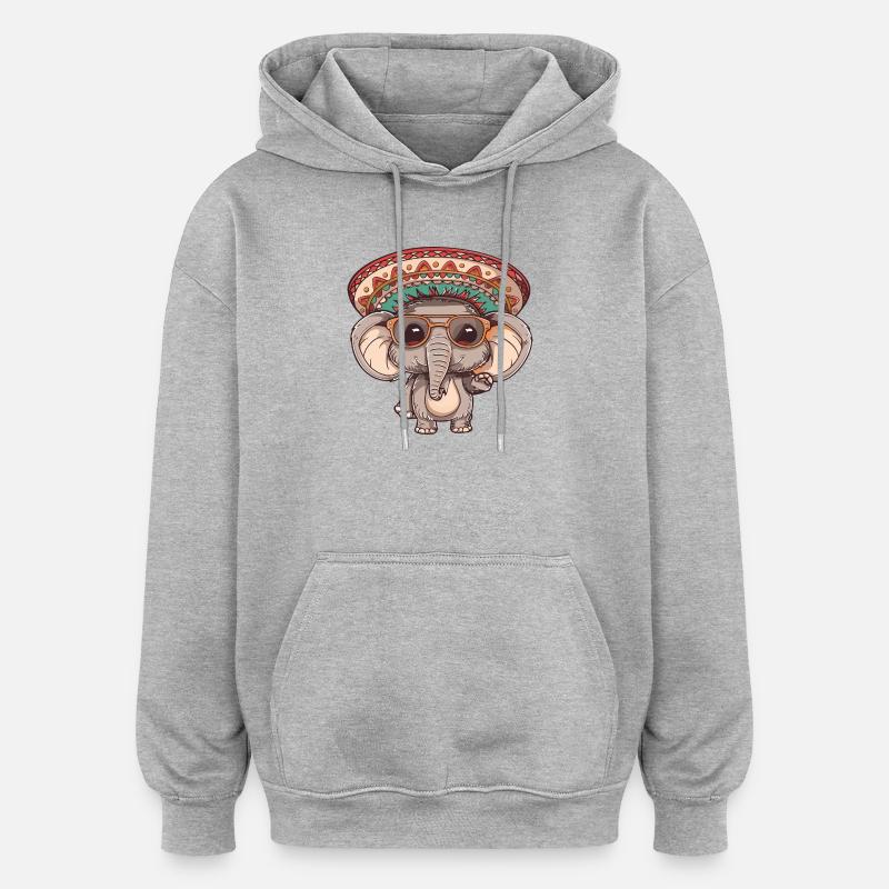 Sombrero de la fête des éléphants - Sweat à capuche oversize unisexe - gris chiné