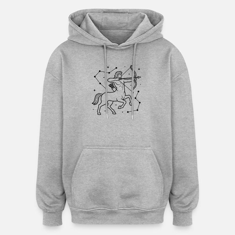 Signe du Sagittaire - Sweat à capuche oversize unisexe - gris chiné