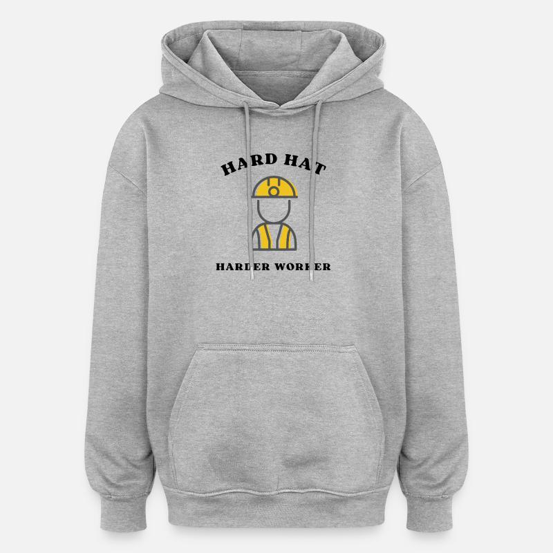 Construction Site Hero Silhouette - Oversized Unisex Hoodie - heather grey