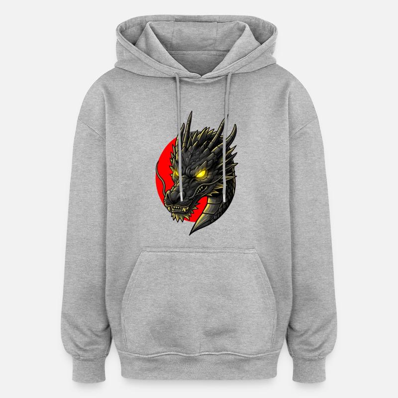 Tête de dragon d’Asie - Sweat à capuche oversize unisexe - gris chiné