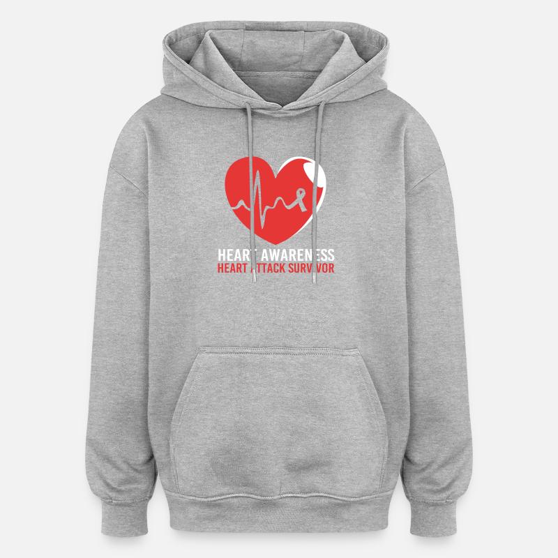 Crise cardiaque - Sweat à capuche oversize unisexe - gris chiné