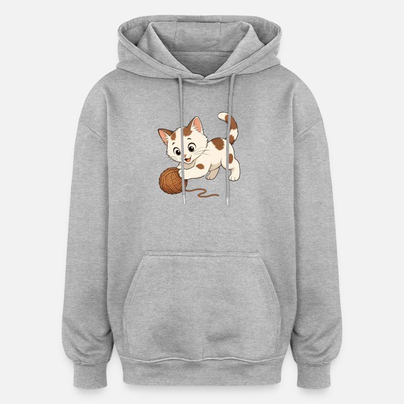 Des jeux de chaton - Sweat à capuche oversize unisexe - gris chiné