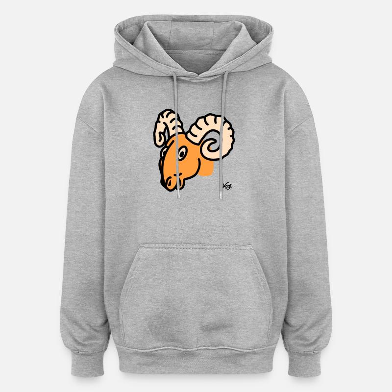 Widder groß - Oversized Unisex Hoodie - Grau meliert
