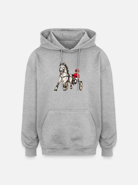 Trotter drôle - Sweat à capuche oversize unisexe - gris chiné