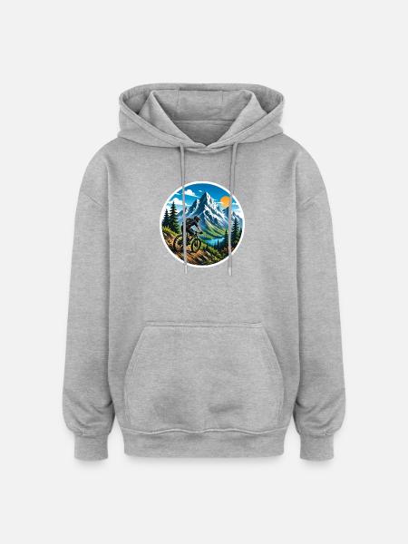 Mountain biking in the mountains - Oversized Unisex Hoodie - heather grey