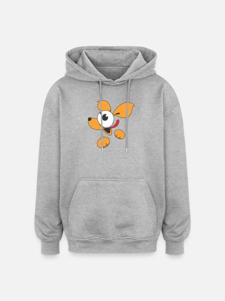 Süßer Comic Hund - Oversized Unisex Hoodie - Grau meliert