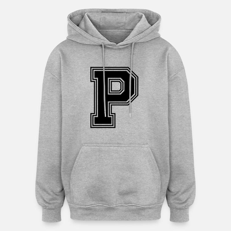 P_letre_P_(w31) - Sweat à capuche oversize unisexe - gris chiné