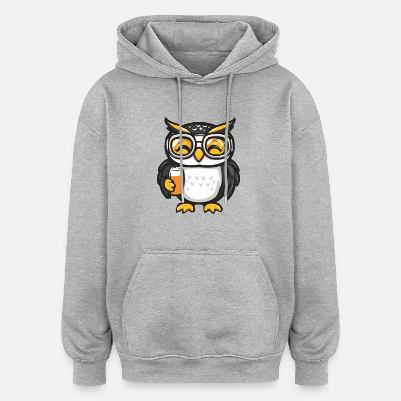 Bière après-ski Owl - Sweat à capuche oversize unisexe - gris chiné