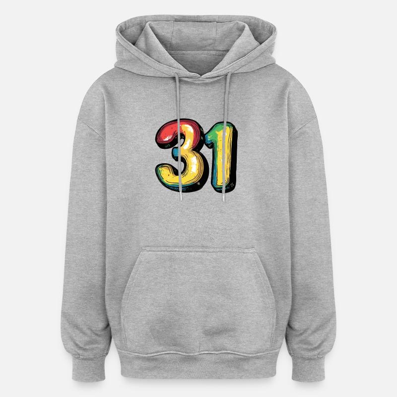 31 Symbole numérique - Sweat à capuche oversize unisexe - gris chiné