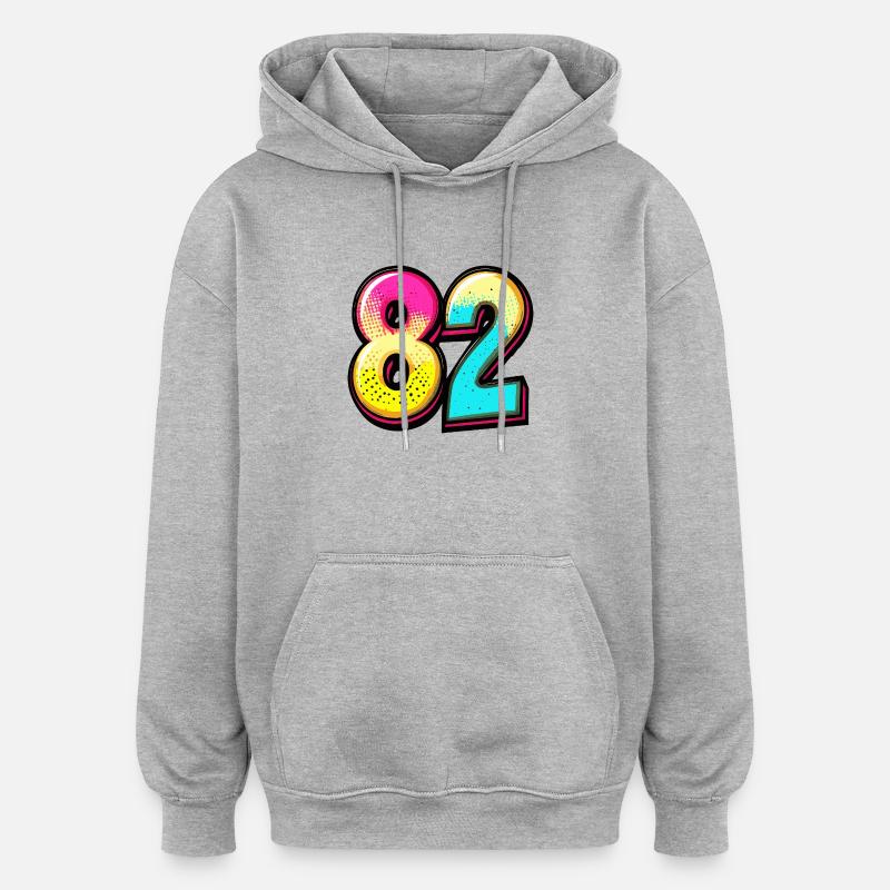 82 Symbole numérique - Sweat à capuche oversize unisexe - gris chiné