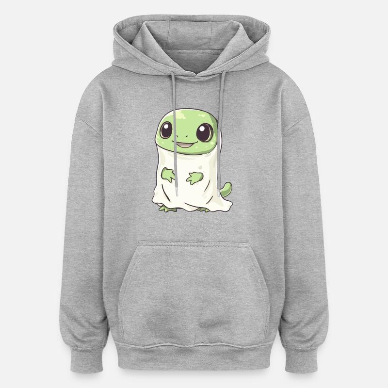 Lizard Halloween Comic Ghost - Oversized Unisex Hoodie - heather grey