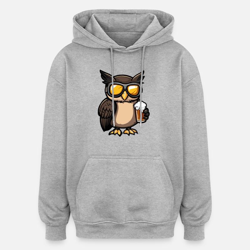Eule Apres Ski Bier Comic - Oversized Unisex Hoodie - Grau meliert