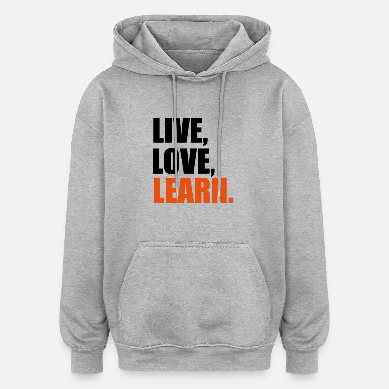 lernen - Oversized Unisex Hoodie - Grau meliert