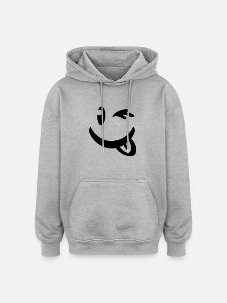 smiley_illu_c1 - Oversized Unisex Hoodie - Grau meliert