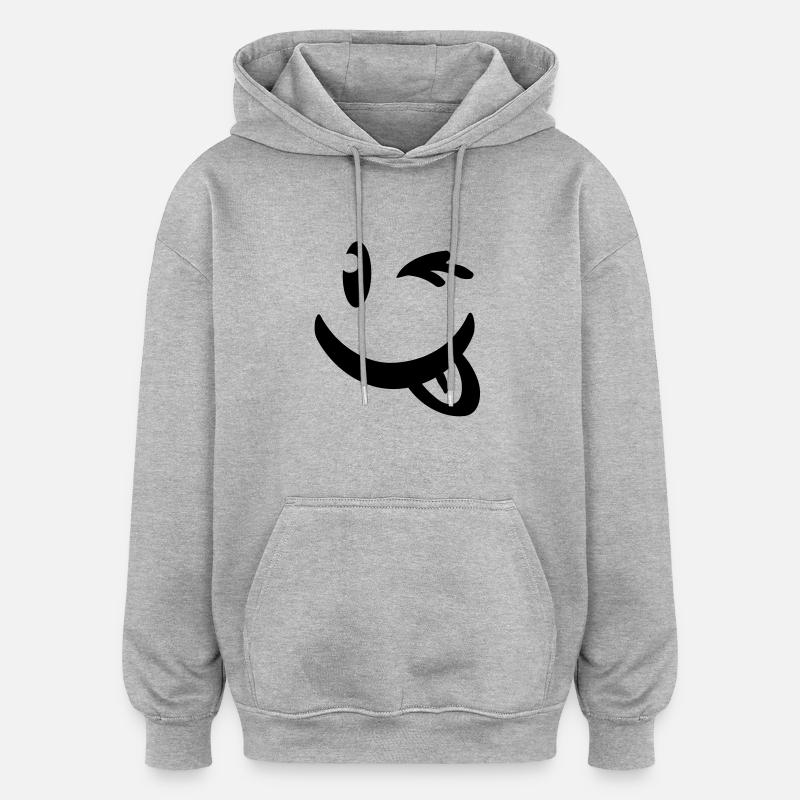 smiley_illu_c1 - Sweat à capuche oversize unisexe - gris chiné
