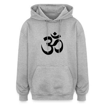 Om Aum Symbol - Sweat à capuche oversize unisexe - gris chiné - Devant - Noah (186cm)