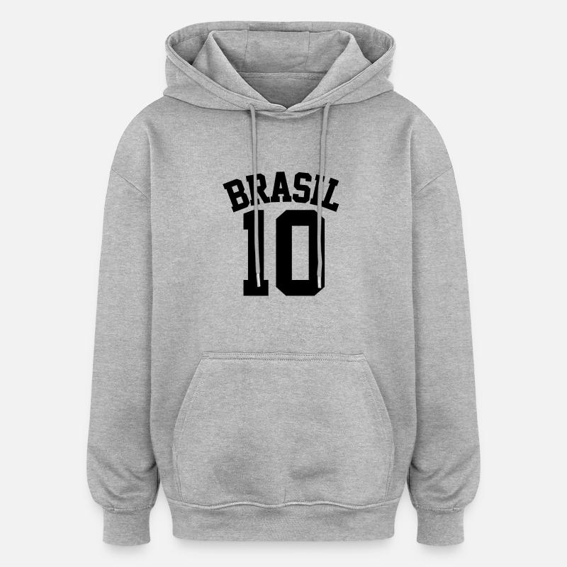 Brasil 10 - Sweat à capuche oversize unisexe - gris chiné