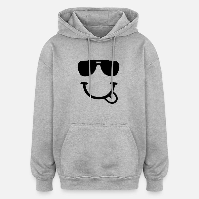 Smiley - Sweat à capuche oversize unisexe - gris chiné