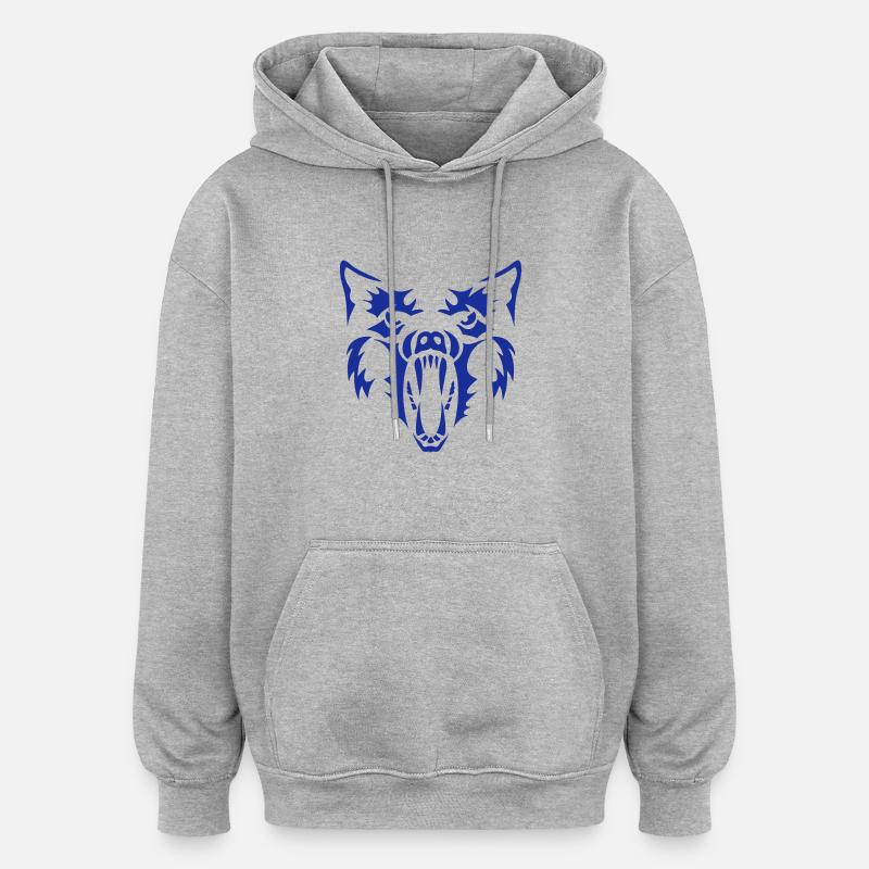 Wolf Werwolf Werwolf 3 - Oversized Unisex Hoodie - Grau meliert