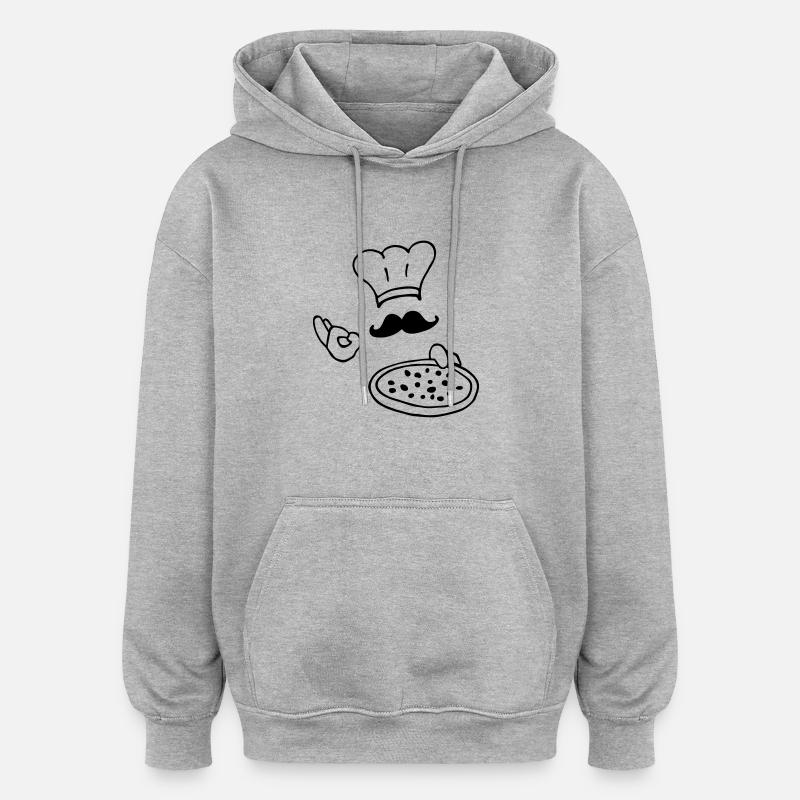 pizza - Sweat à capuche oversize unisexe - gris chiné