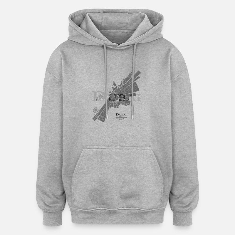 Dubai plan - Sweat à capuche oversize unisexe - gris chiné