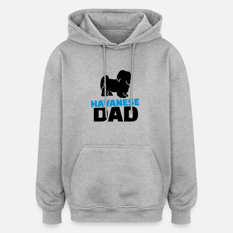 Havanese Dad - Sweat à capuche oversize unisexe - gris chiné