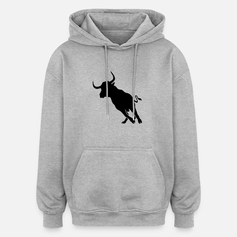 Stier - Oversized Unisex Hoodie - Grau meliert