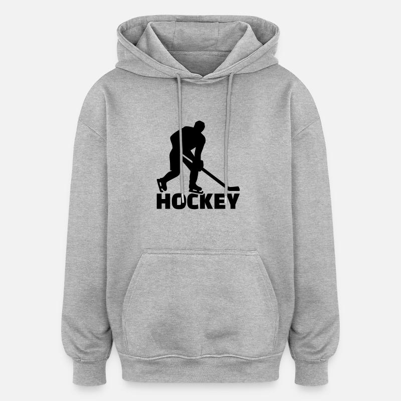 Eishockey - Oversized Unisex Hoodie - Grau meliert