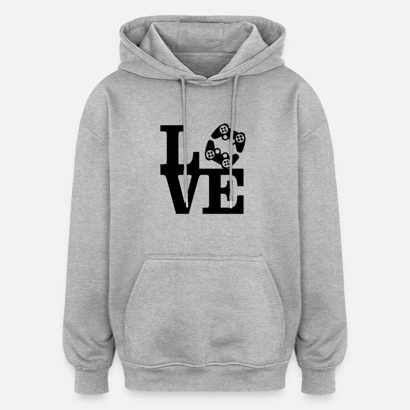 Love Gaming (Controller) - Sweat à capuche oversize unisexe - gris chiné