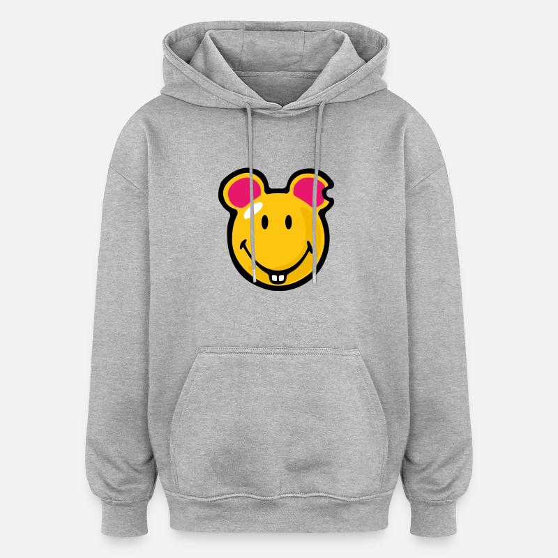 Smiley Mouse - Sweat à capuche oversize unisexe - gris chiné