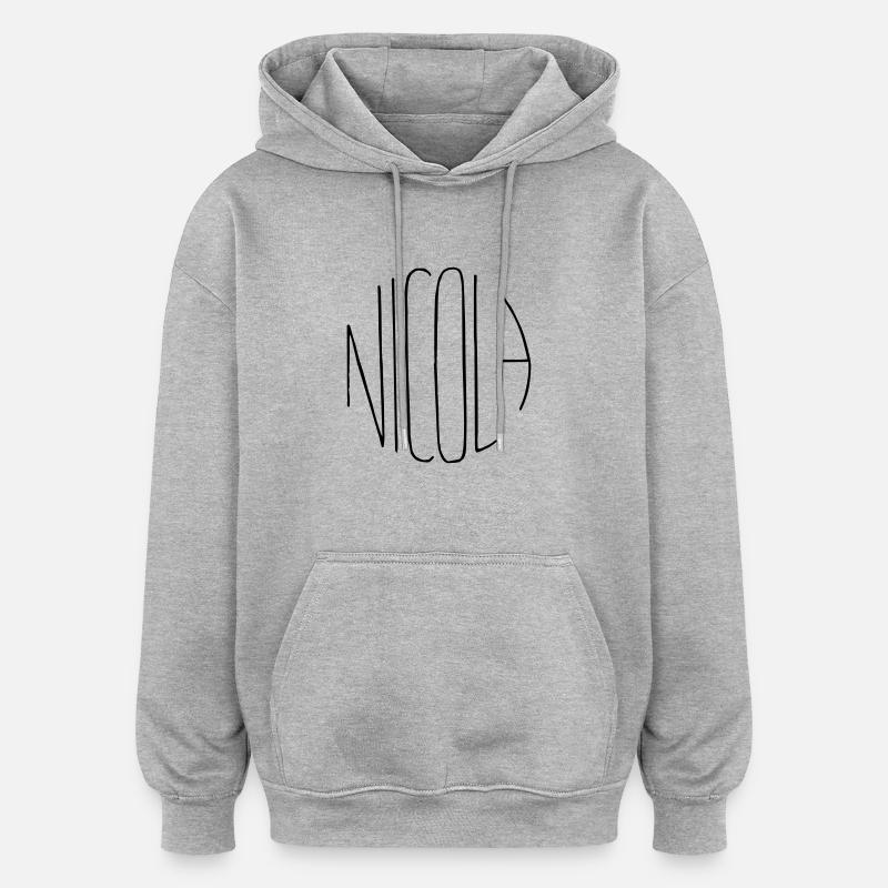 Nicola Geschenk - Oversized Unisex Hoodie - Grau meliert