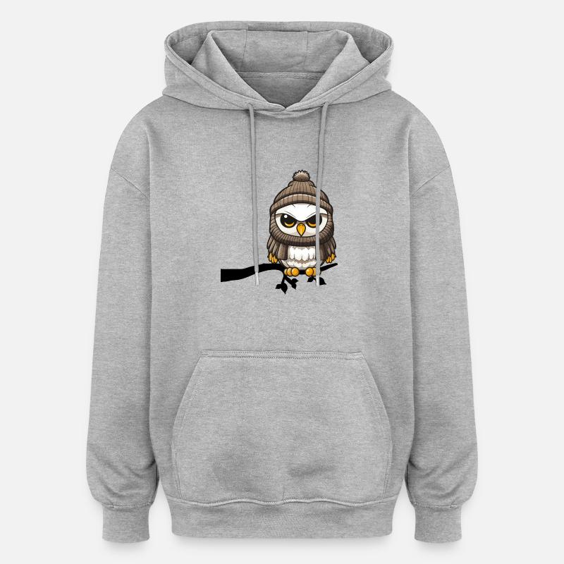 Branche de la chouette d’hiver - Sweat à capuche oversize unisexe - gris chiné
