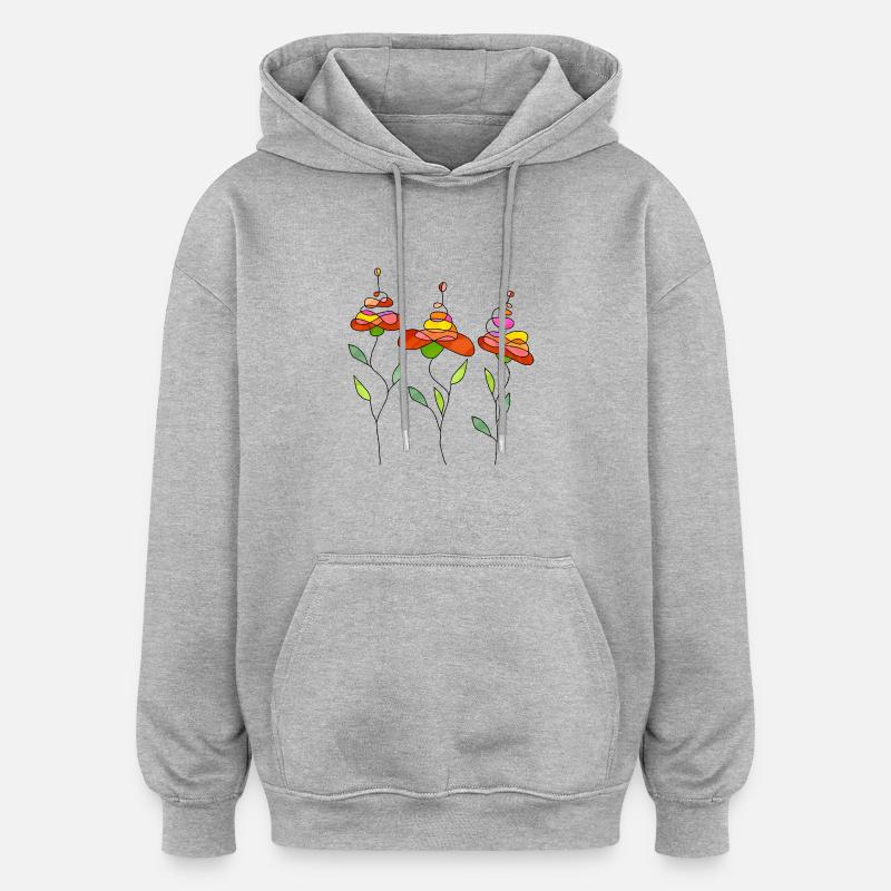 Blumen - Oversized Unisex Hoodie - Grau meliert