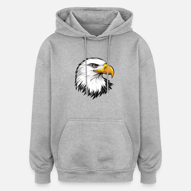 Tête d’aigle - Sweat à capuche oversize unisexe - gris chiné