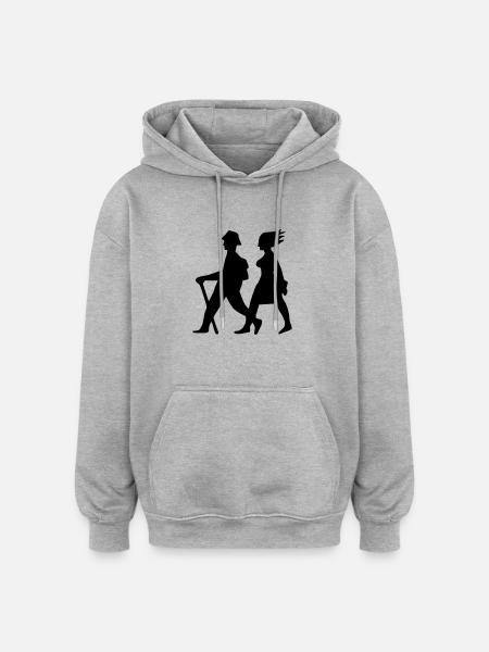Wandern - Oversized Unisex Hoodie - Grau meliert