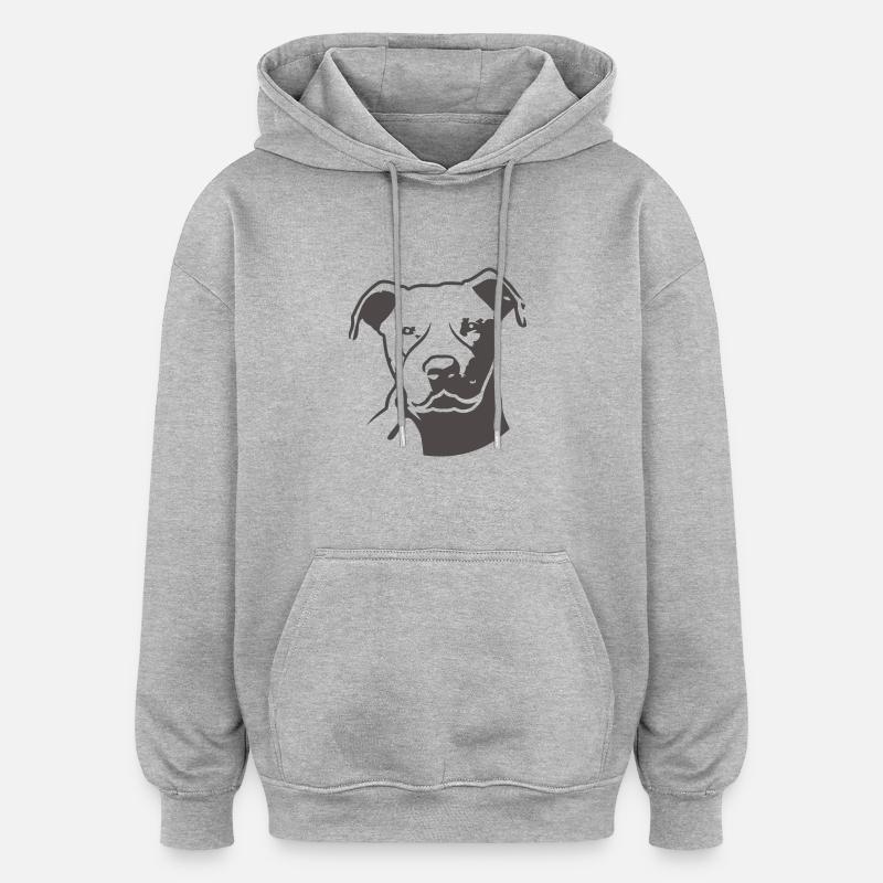 pitbull_head_front - Sweat à capuche oversize unisexe - gris chiné