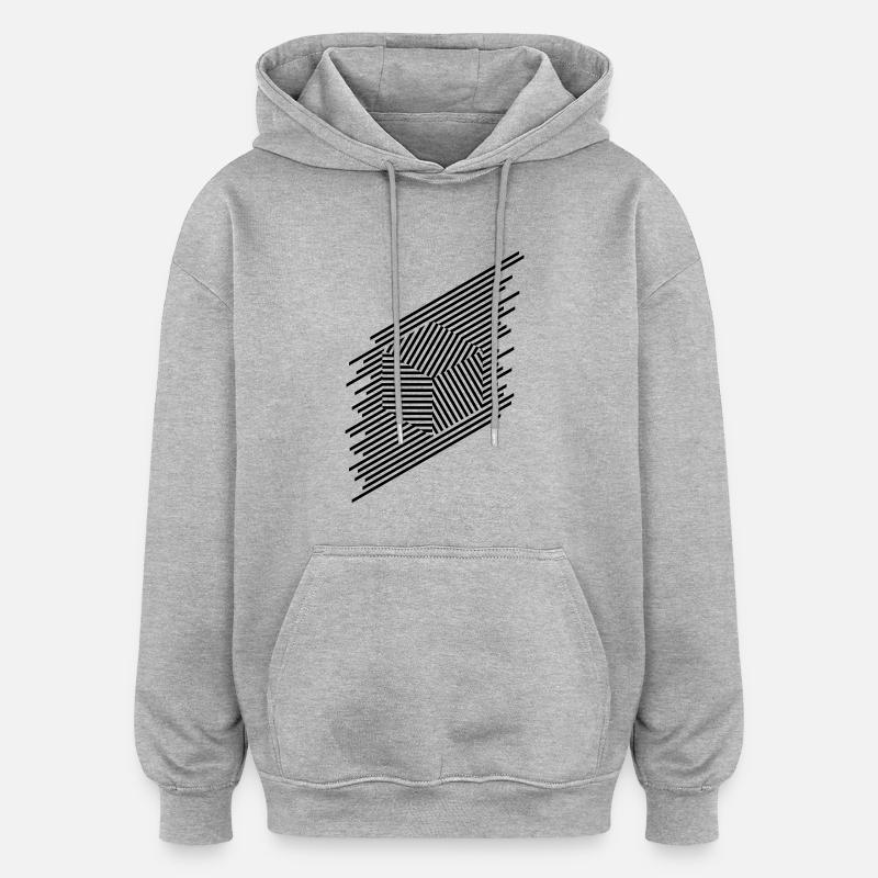 Lignes carrées - Sweat à capuche oversize unisexe - gris chiné