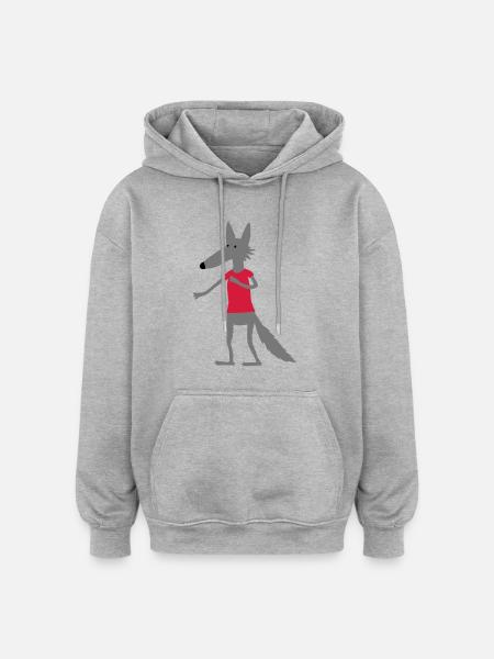 Wolf (Flexdruck) - Oversized Unisex Hoodie - Grau meliert