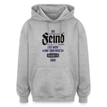 Nicht links oder rechtes - Oversized Unisex Hoodie - Grau meliert - Vorne - Noah (186cm)